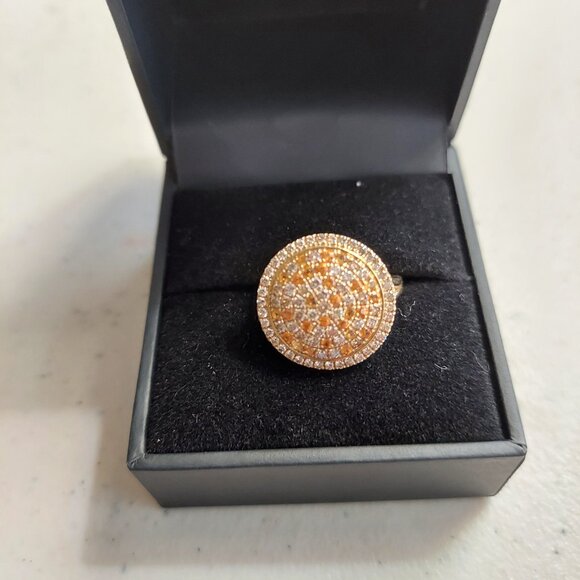 NWOT LeVian Diamond, Citrine, Spessartite Garnet 14K YG Ring size 7 - Picture 2 of 3